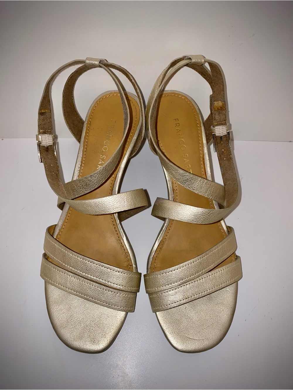 Franco Sarto Metallic Gold Strappy Sandals